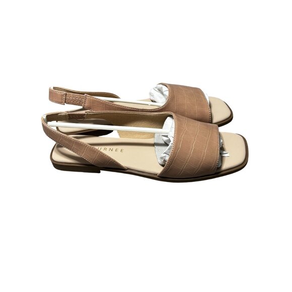 Journee Brinsley 6.5M Tan Faux Crocodile Slingback Sandals Womens - Picture 3 of 12